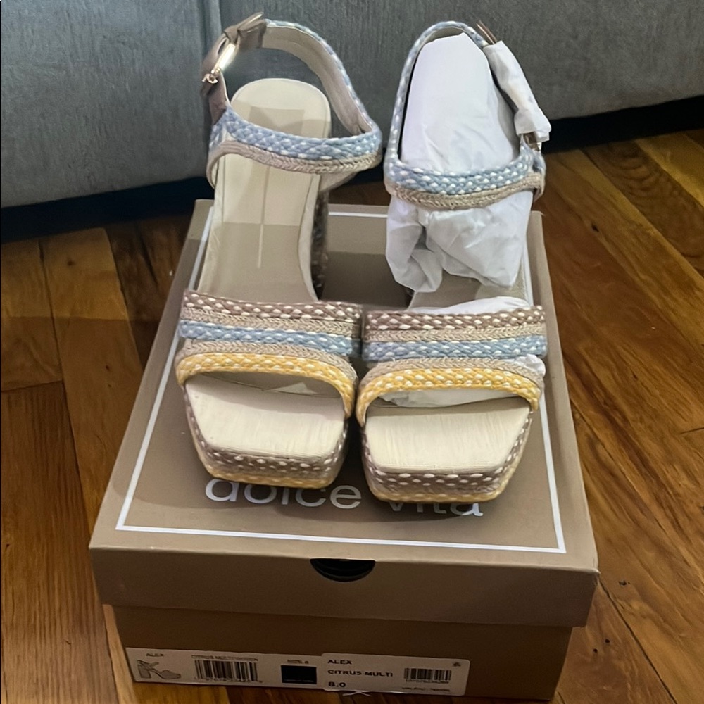 Dolce Vita Blue and Yellow Sandals Vibrant Style Comfort
